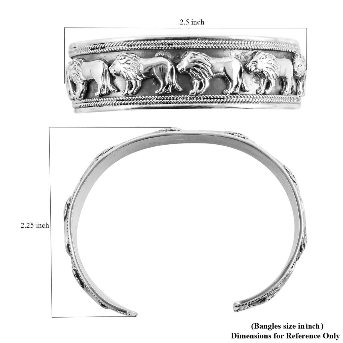Bali Legacy Sterling Silver Lion Motif Cuff Bracelet (7.50 In) 37.50 Grams image number 5