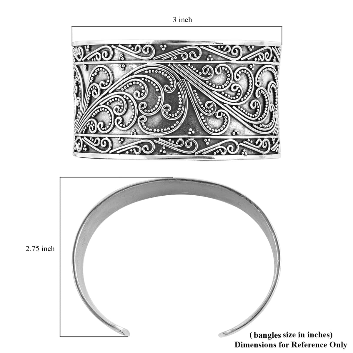BALI LEGACY Sterling Silver Cuff Bracelet (7.50 In) 46.50 Grams image number 5