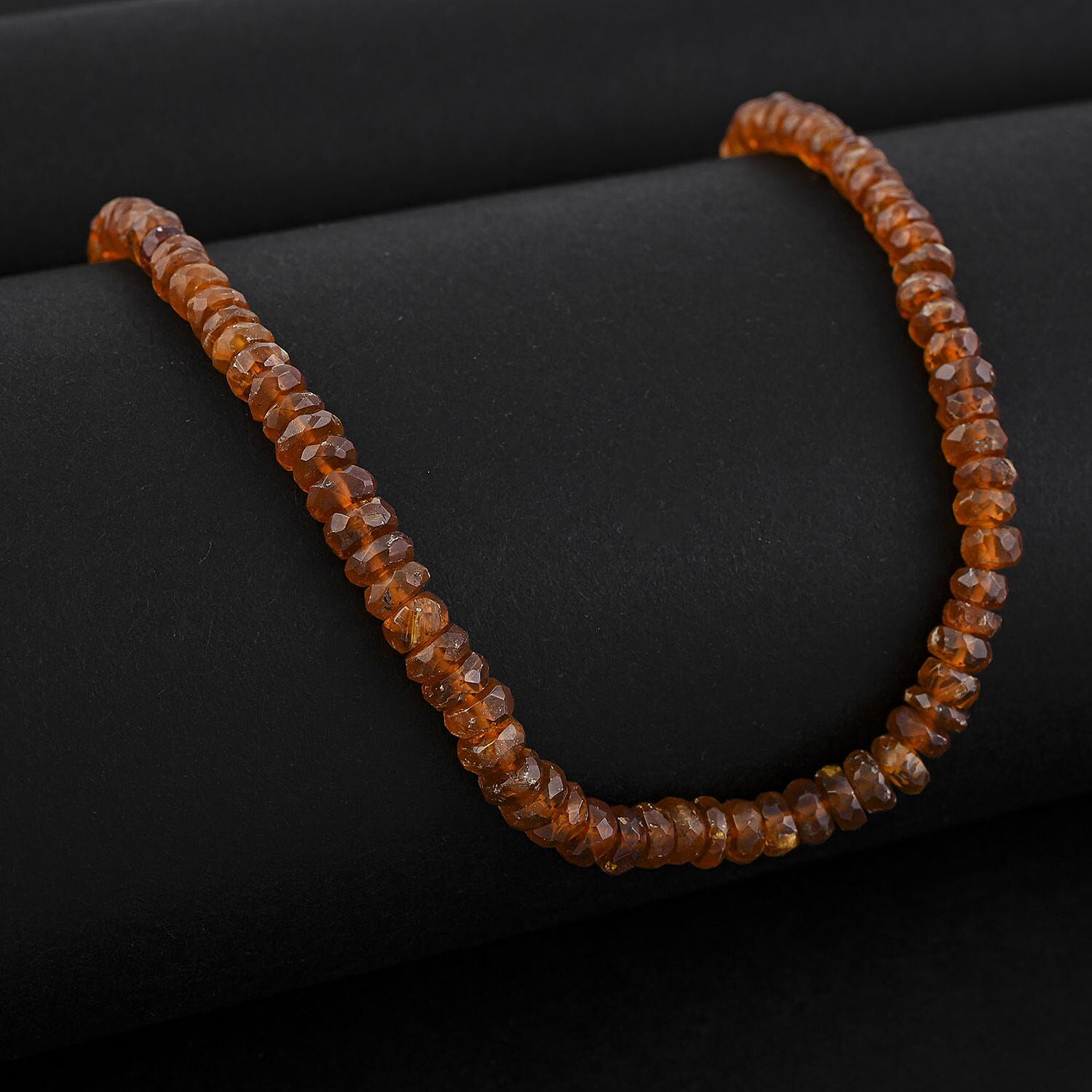 Natural Tanzania Tangerine Kyanite Beaded Necklace 18 Inches in Platinum Over Sterling Silver 63.00 ctw