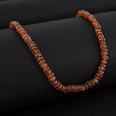 Natural Tanzania Tangerine Kyanite Beaded Necklace 18 Inches in Platinum Over Sterling Silver 63.00 ctw