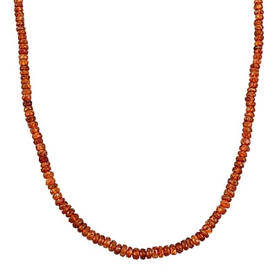 Natural Tanzania Tangerine Kyanite Beaded Necklace 18 Inches in Platinum Over Sterling Silver 63.00 ctw