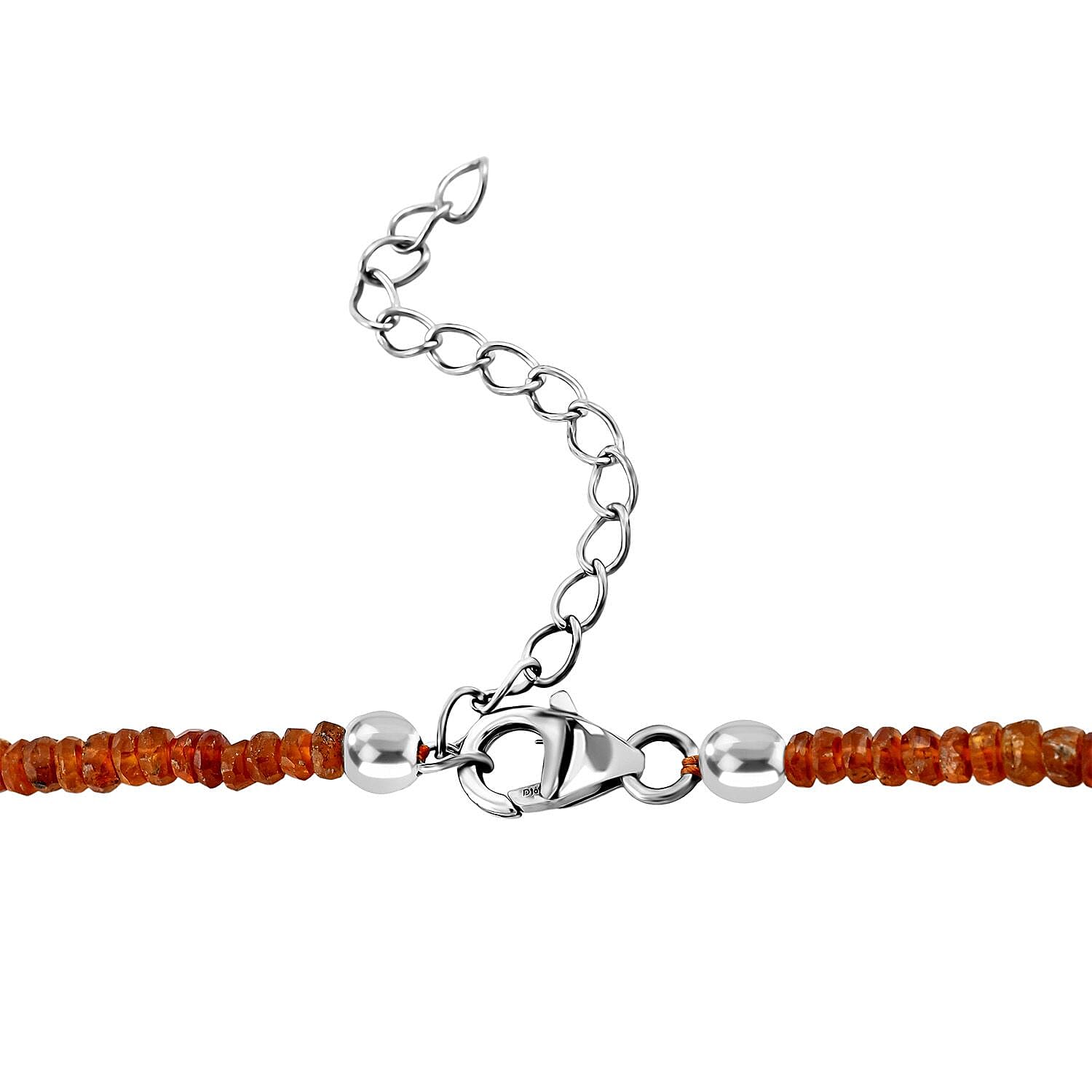 Natural Tanzania Tangerine Kyanite Beaded Necklace 18 Inches in Platinum Over Sterling Silver 63.00 ctw