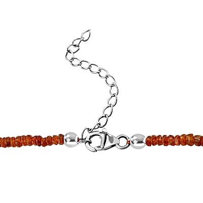 Natural Tanzania Tangerine Kyanite Beaded Necklace 18 Inches in Platinum Over Sterling Silver 63.00 ctw