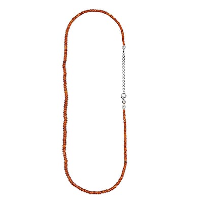Natural Tanzania Tangerine Kyanite Beaded Necklace 18 Inches in Platinum Over Sterling Silver 63.00 ctw