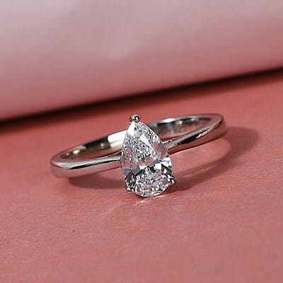 J Francis Embellished with Zirconia by Swarovski 1.30 ctw Ring in Platinum Over Sterling Silver (Size 11.0)