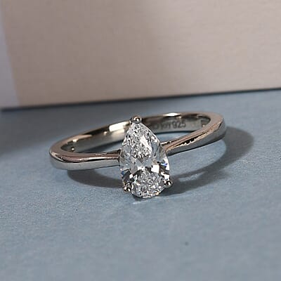 J Francis Embellished with Zirconia by Swarovski 1.30 ctw Ring in Platinum Over Sterling Silver (Size 11.0)