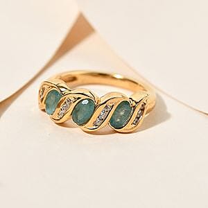 Grandidierite and Multi Gemstone 0.84 ctw Fancy Ring in 14K Yellow Gold Over Sterling Silver (Size 5.5)