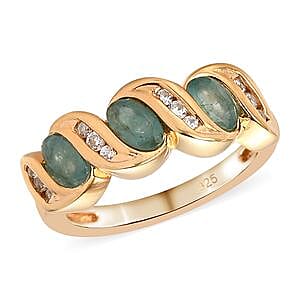 Grandidierite and Multi Gemstone 0.84 ctw Fancy Ring in 14K Yellow Gold Over Sterling Silver (Size 5.5)