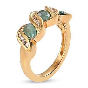 Grandidierite and Multi Gemstone 0.84 ctw Fancy Ring in 14K Yellow Gold Over Sterling Silver (Size 5.5)