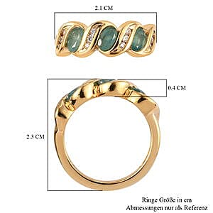 Grandidierite and Multi Gemstone 0.84 ctw Fancy Ring in 14K Yellow Gold Over Sterling Silver (Size 5.5)