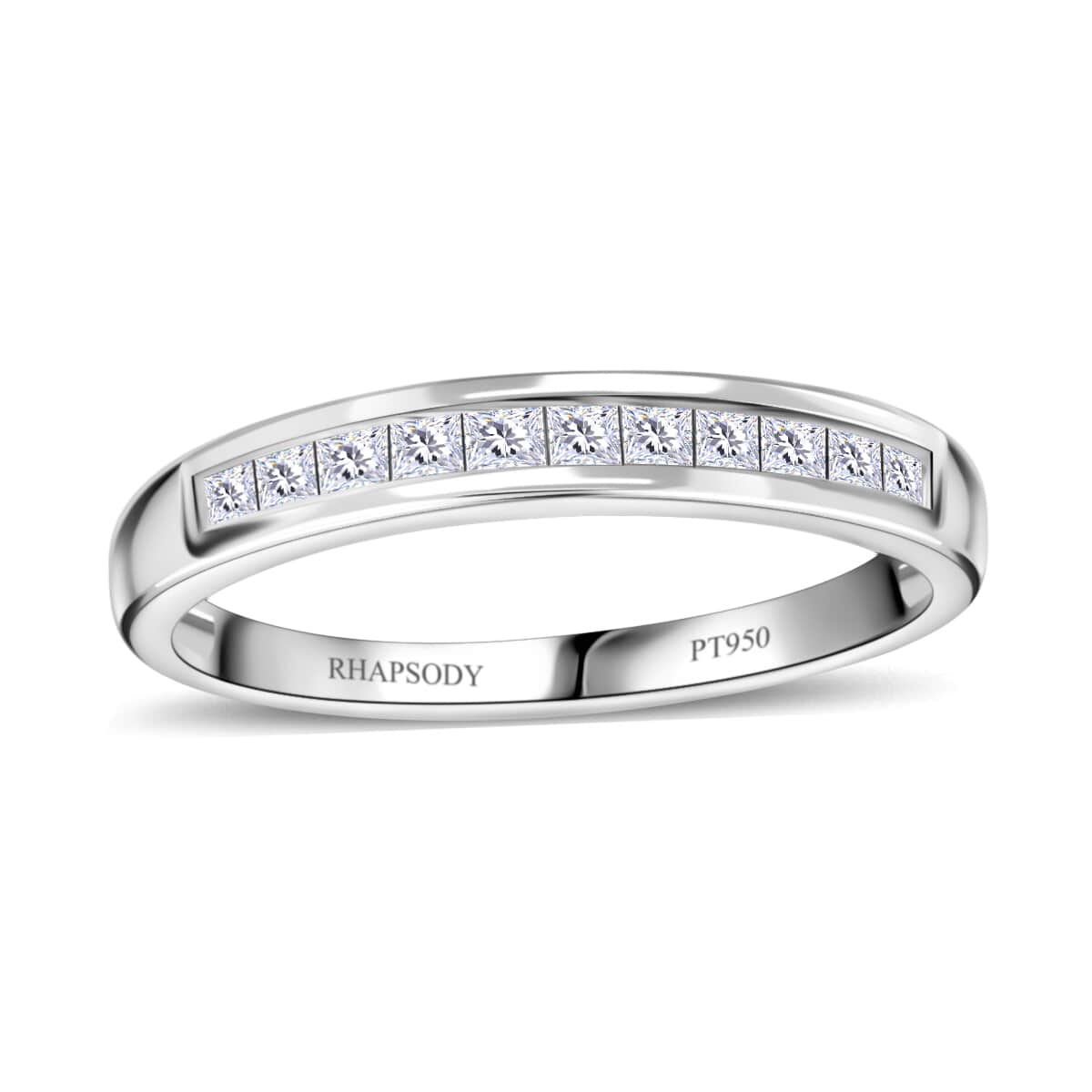 Rhapsody IGI Certified 950 Platinum E-F VS Diamond Half Eternity Band Ring (Size 7.0) 4.40 Grams 0.50 ctw image number 0