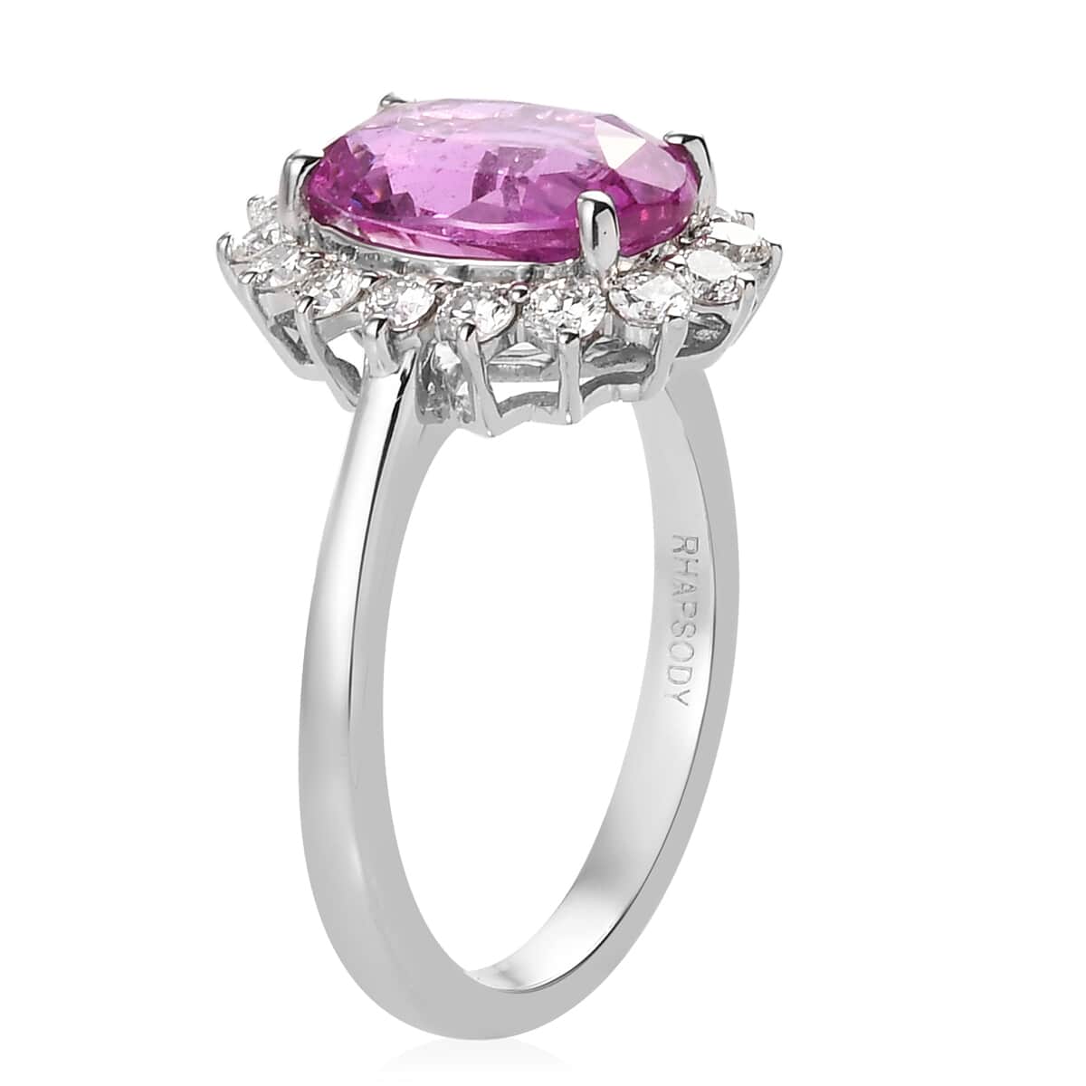 RHAPSODY 950 Platinum AAAA Madagascar Pink Sapphire and Diamond I2 Ring (Size 7.0) 5.35 Grams 4.15 ctw image number 3