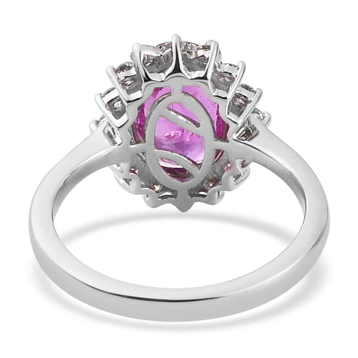 RHAPSODY 950 Platinum AAAA Madagascar Pink Sapphire and Diamond I2 Ring (Size 7.0) 5.35 Grams 4.15 ctw image number 4