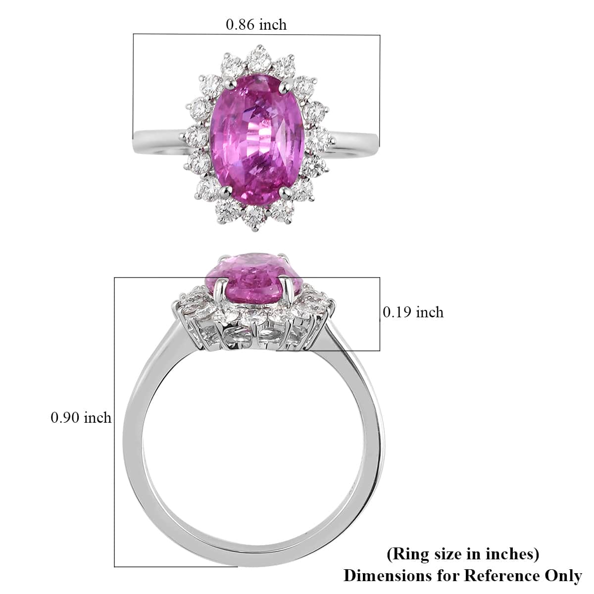 RHAPSODY 950 Platinum AAAA Madagascar Pink Sapphire and Diamond I2 Ring (Size 7.0) 5.35 Grams 4.15 ctw image number 5