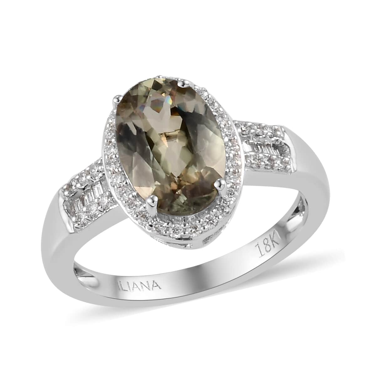 Iliana 18K White Gold AAA Turkizite and G-H I1 Diamond Halo Ring (Size 7.0) 4.30 Grams 2.80 ctw image number 0