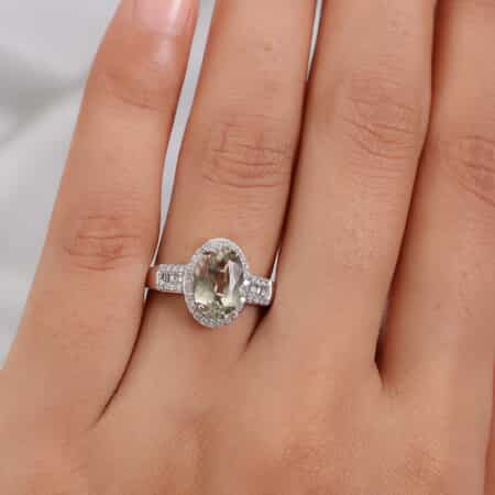 Iliana 18K White Gold AAA Turkizite and G-H I1 Diamond Halo Ring (Size 7.0) 4.30 Grams 2.80 ctw image number 2