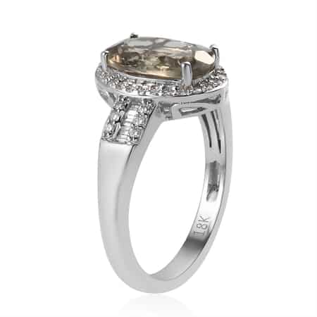 Iliana 18K White Gold AAA Turkizite and G-H I1 Diamond Halo Ring (Size 7.0) 4.30 Grams 2.80 ctw image number 3