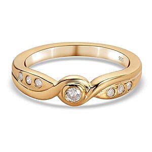 White Diamond 0.15 ctw Ring in Vermeil YG Over Sterling Silver (Size 11.5)