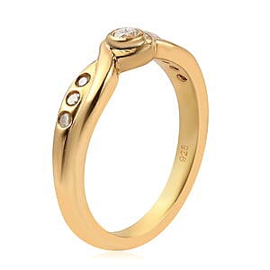 White Diamond 0.15 ctw Ring in Vermeil YG Over Sterling Silver (Size 11.5)