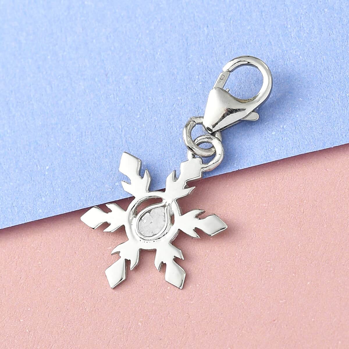 Polki Diamond Snowflake Charm in Platinum Over Sterling Silver 0.10 ctw image number 1