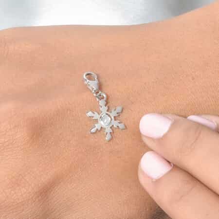 Polki Diamond Snowflake Charm in Platinum Over Sterling Silver 0.10 ctw image number 2