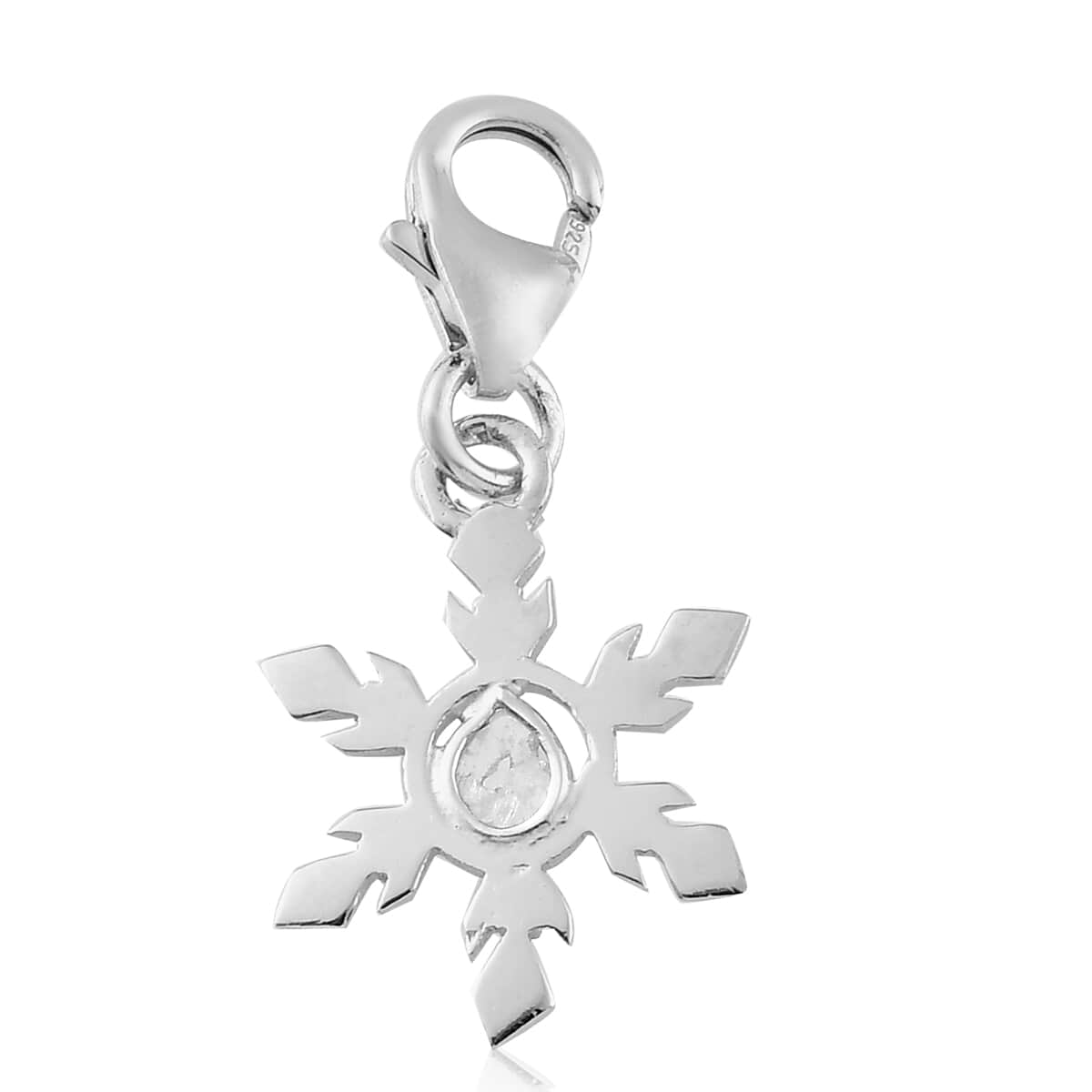 Polki Diamond Snowflake Charm in Platinum Over Sterling Silver 0.10 ctw image number 4