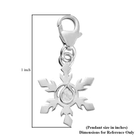 Polki Diamond Snowflake Charm in Platinum Over Sterling Silver 0.10 ctw image number 5