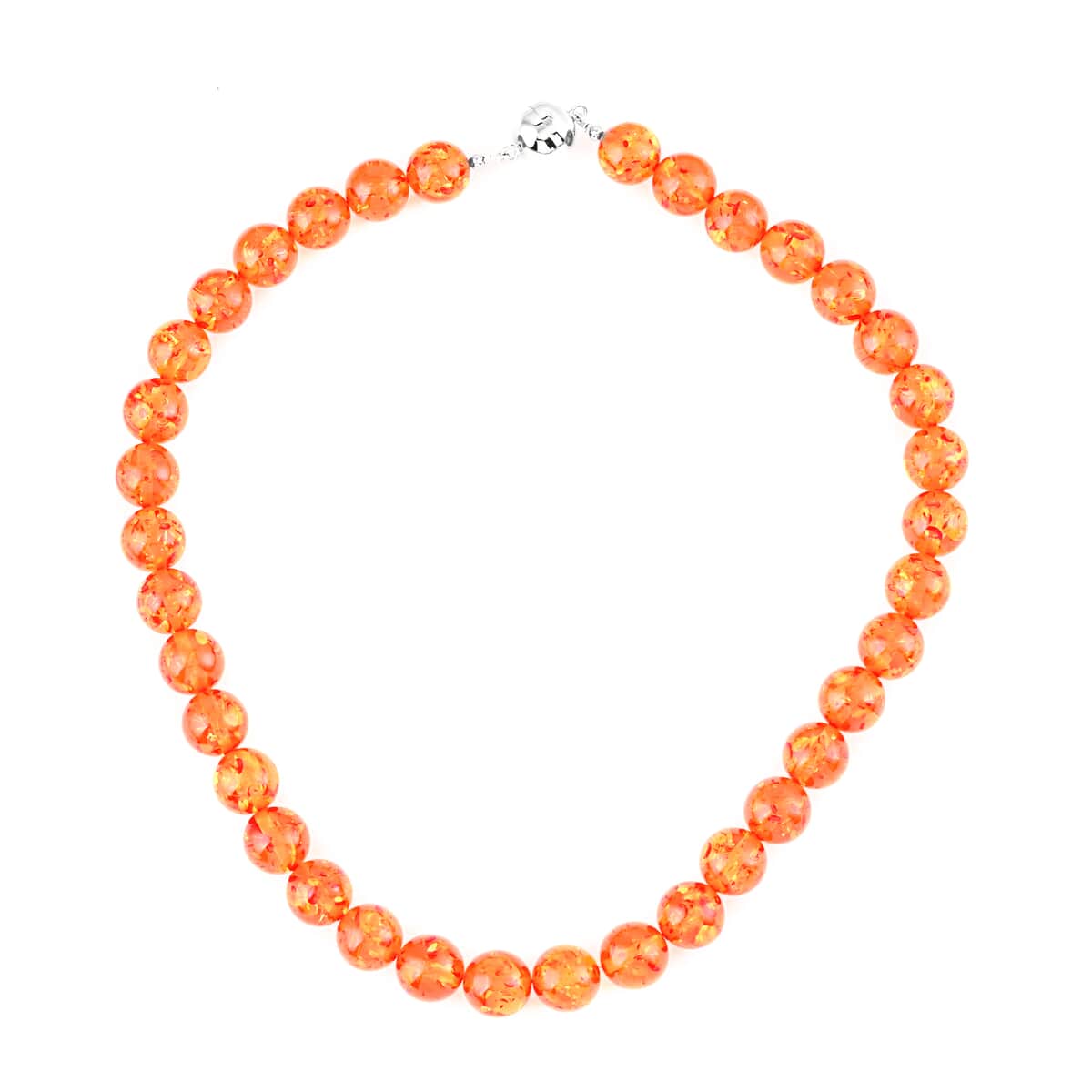 Baltic Amber Beaded Necklace 18 Inches in Sterling Silver 225.00 ctw image number 0