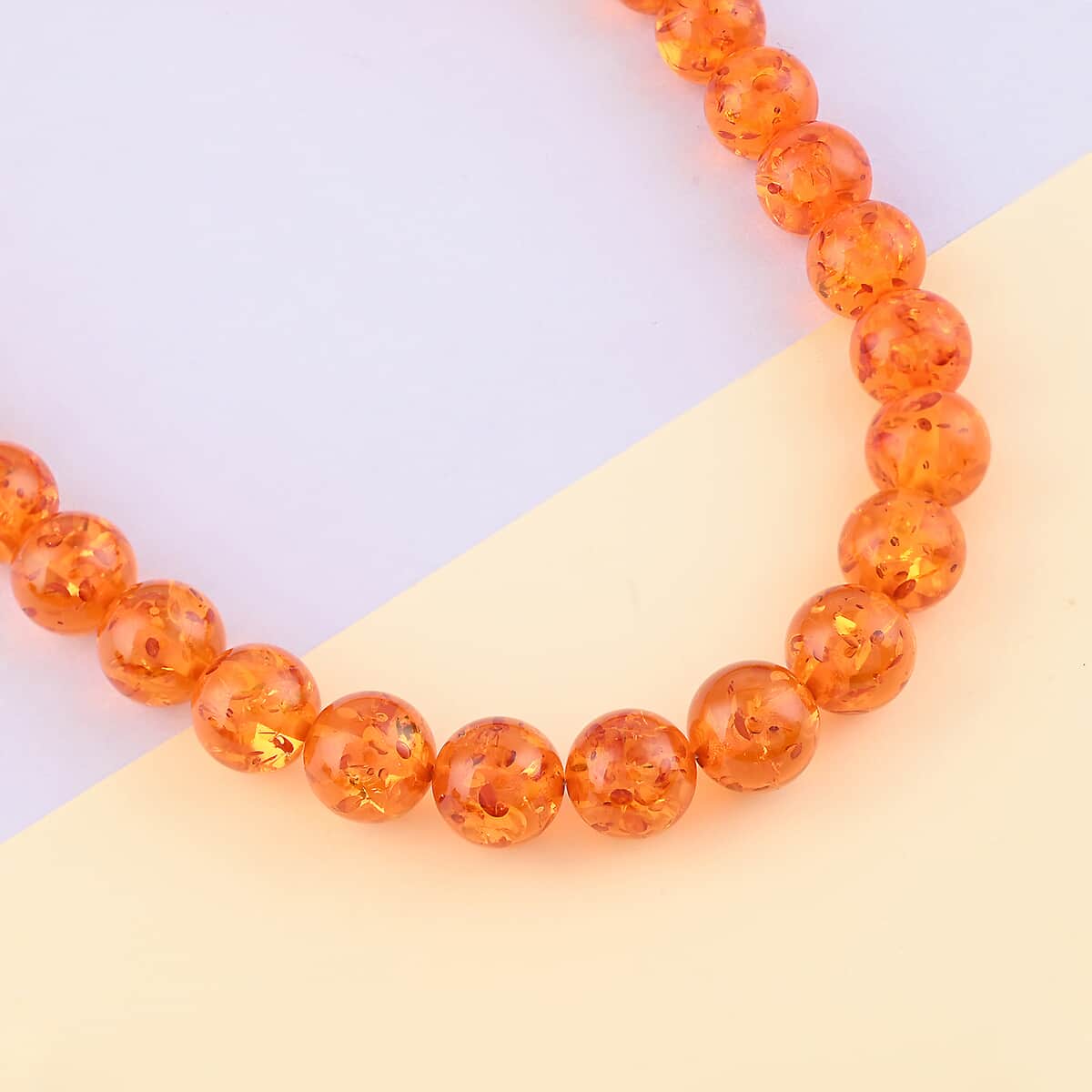 Baltic Amber Beaded Necklace 18 Inches in Sterling Silver 225.00 ctw image number 1