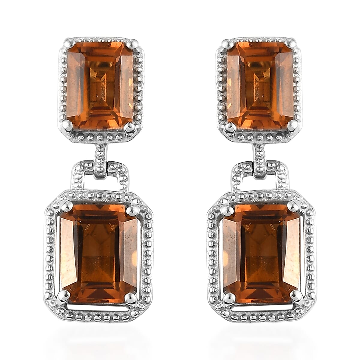 Santa Ana Madeira Citrine Dangle Earrings in Platinum Over Sterling Silver 7.75 ctw