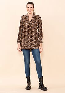 Tamsy Golden Floral Rayon Staple Top -1X
