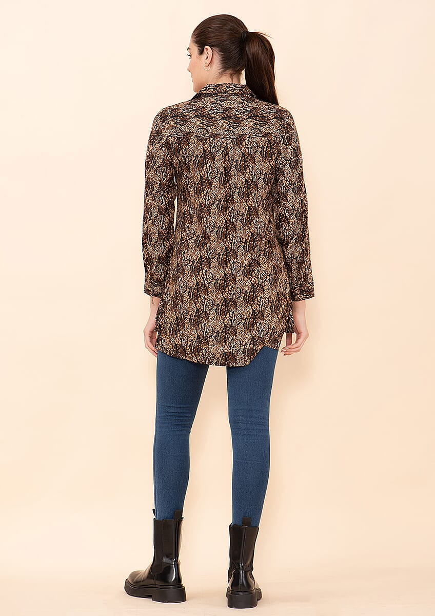 Tamsy Golden Floral Rayon Staple Top -1X image number 1