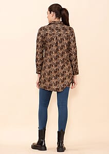 Tamsy Golden Floral Rayon Staple Top -1X