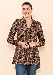 Tamsy Golden Floral Rayon Staple Top -1X