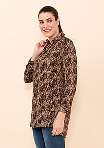 Tamsy Golden Floral Rayon Staple Top -1X