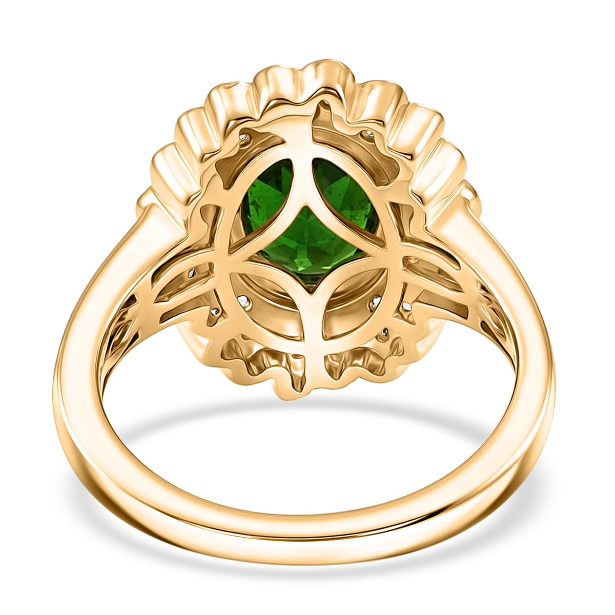 Chrome Diopside and White Zircon 1.65 ctw Ring in 14K Yellow Gold Over Sterling Silver (Size 5.5)