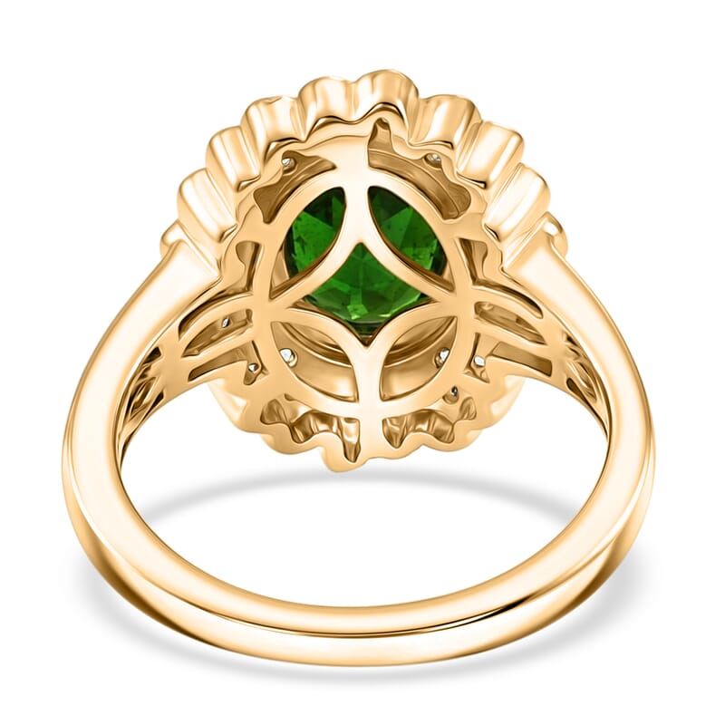 Chrome Diopside and White Zircon 1.65 ctw Ring in 14K Yellow Gold Over Sterling Silver (Size 5.5)