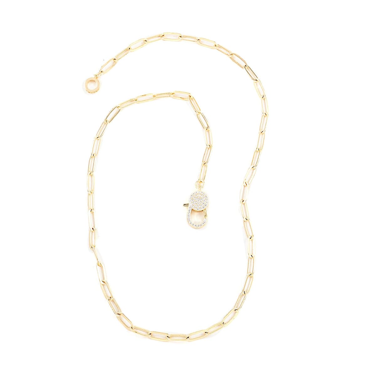 MX Signature Collection Simulated Diamond Oversized Statement Micro Pave Lobster Clasp Paper Clip Necklace 18 Inches in Goldtone 0.30 ctw image number 2