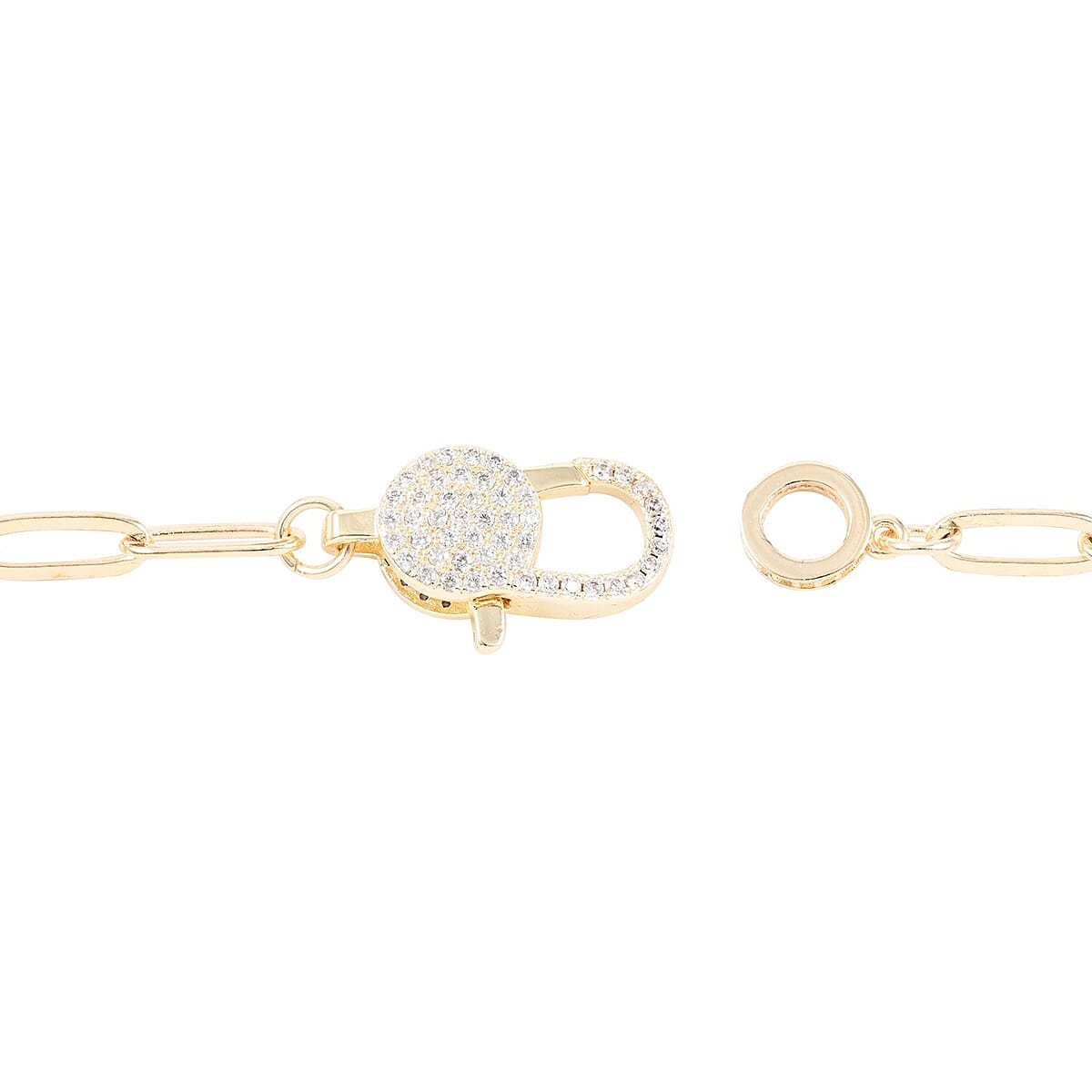 MX Signature Collection Simulated Diamond Oversized Statement Micro Pave Lobster Clasp Paper Clip Necklace 18 Inches in Goldtone 0.30 ctw image number 3