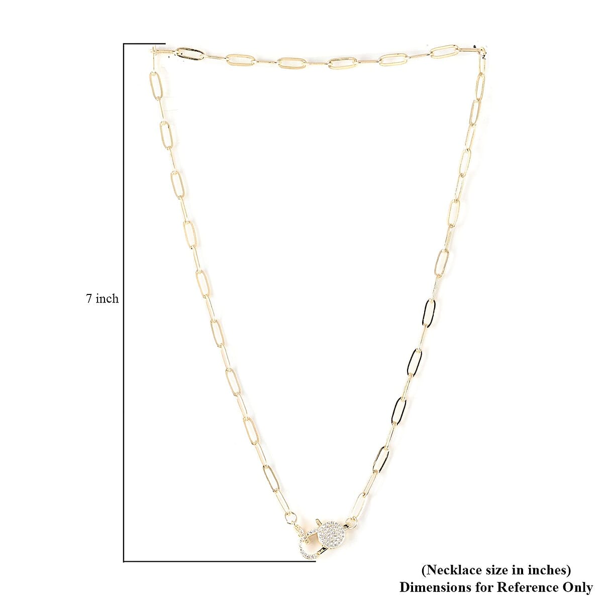 MX Signature Collection Simulated Diamond Oversized Statement Micro Pave Lobster Clasp Paper Clip Necklace 18 Inches in Goldtone 0.30 ctw image number 4