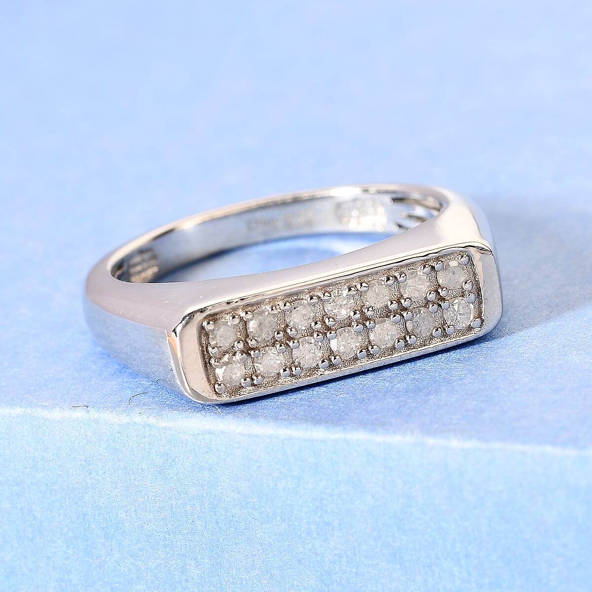 Diamond Men's Ring in Platinum Over Sterling Silver (Size 10.0) 0.33 ctw image number 1