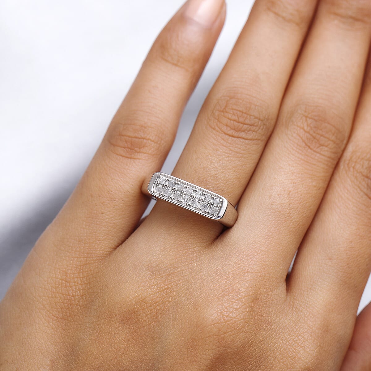 Diamond Men's Ring in Platinum Over Sterling Silver (Size 10.0) 0.33 ctw image number 2