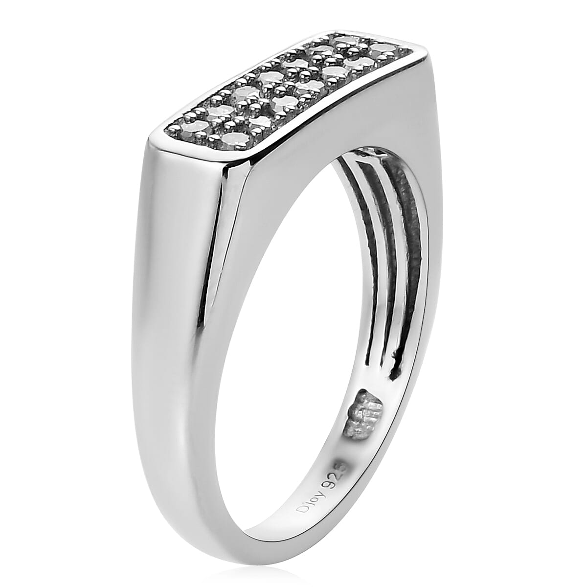 Diamond Men's Ring in Platinum Over Sterling Silver (Size 10.0) 0.33 ctw image number 3
