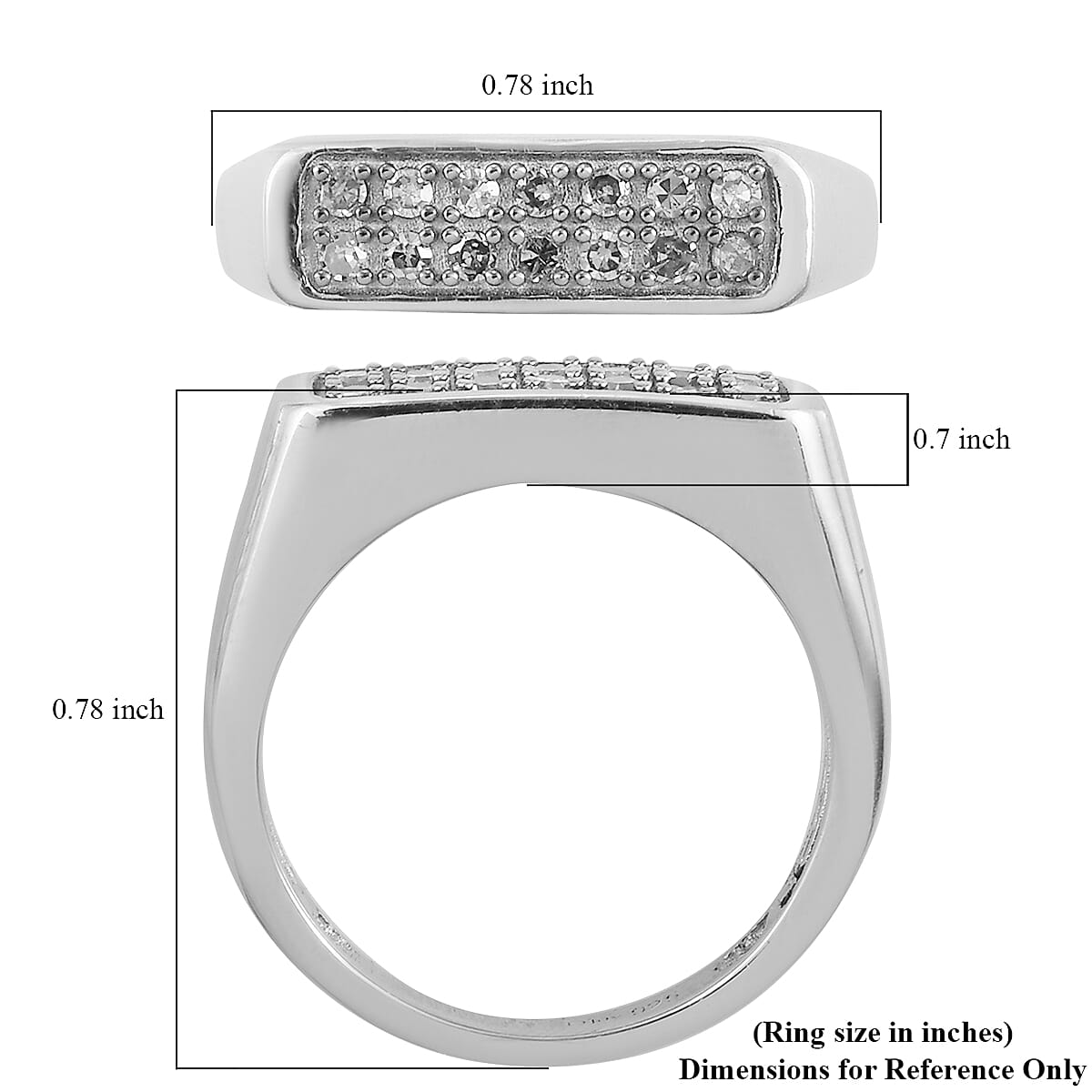 Diamond Men's Ring in Platinum Over Sterling Silver (Size 10.0) 0.33 ctw image number 5