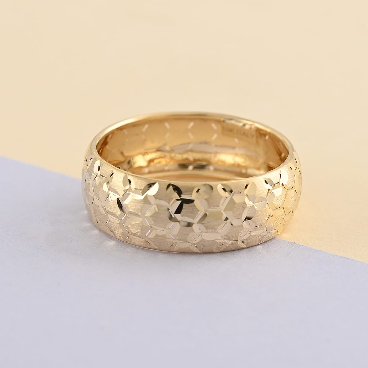 Maestro Gold Collection Italian 10K Yellow Gold Beehive Ring (Size 8.0) image number 1