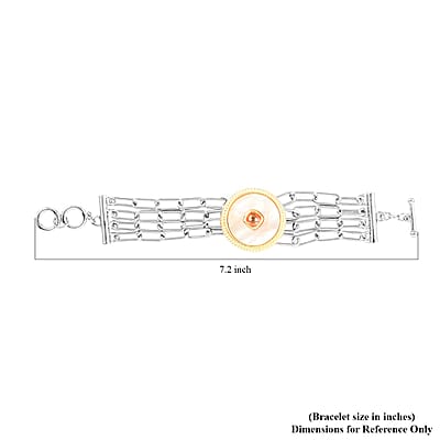 MX Signature Collection White Mother of Pearl and Simulated Diamond 4 Row Two-Tone Paper Clip Chain Bracelet in Dualtone (6.50 In) 10.20 ctw