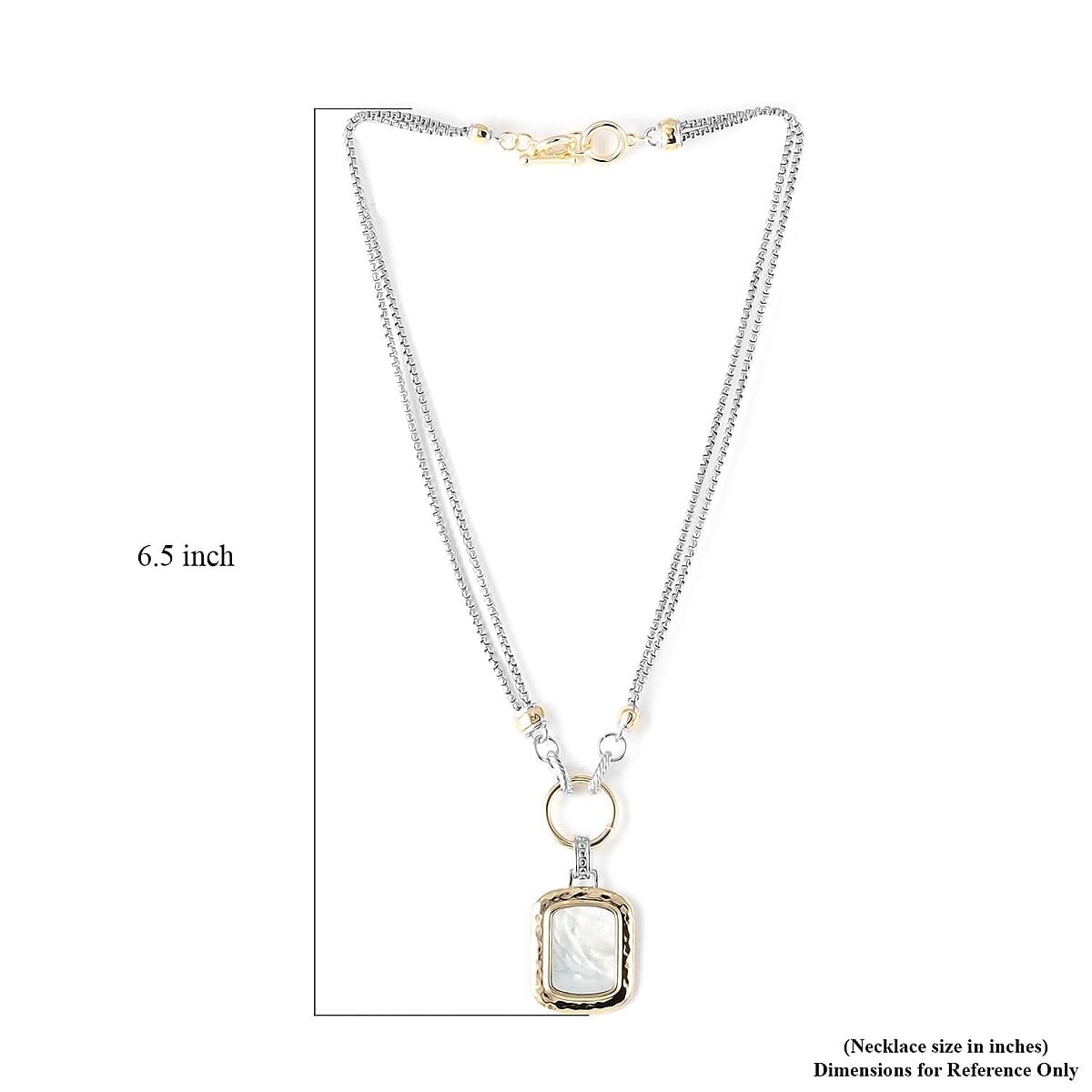 MX Signature Collection White Mother of Pearl Reversible Floral Pendant with 2 Row Cable Chain Necklace 17 Inches in Silvertone and Goldtone image number 6