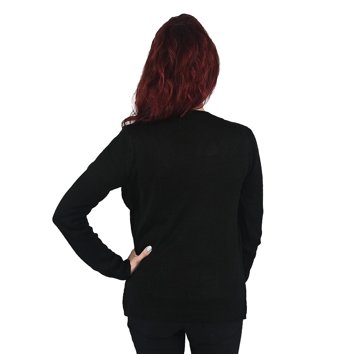 NY Designer Sweater Closeout - Evelyn Taylor Mock 2-in-1 Twin Set Sweater in Black - Size M image number 1