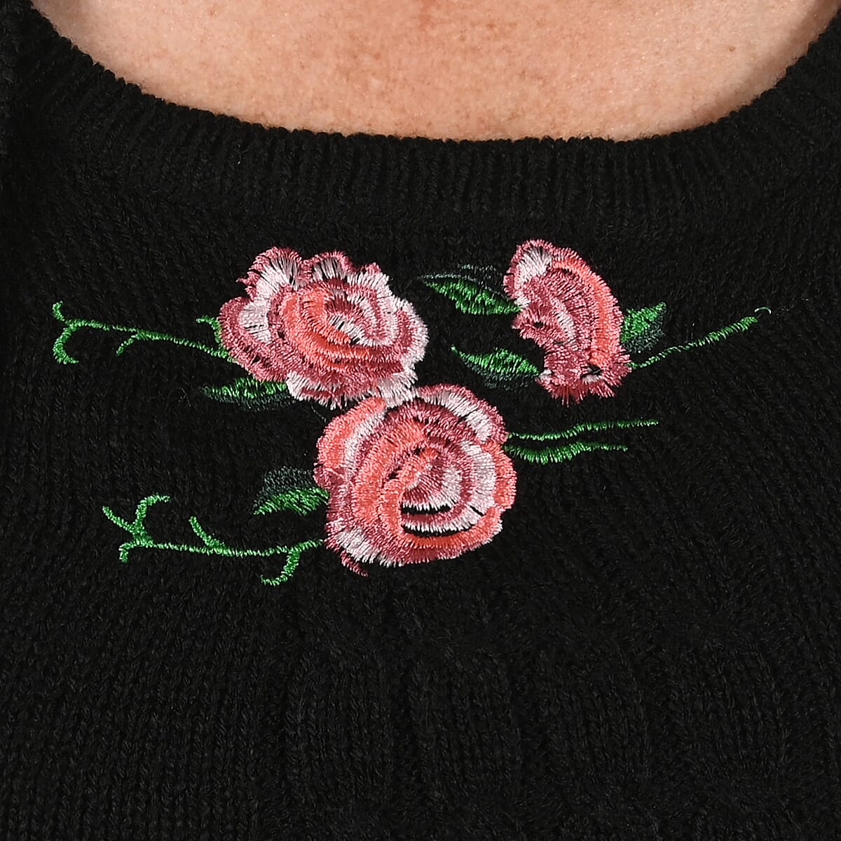 NY Designer Sweater Closeout - Evelyn Taylor Mock 2-in-1 Twin Set Sweater in Black - Size M image number 3