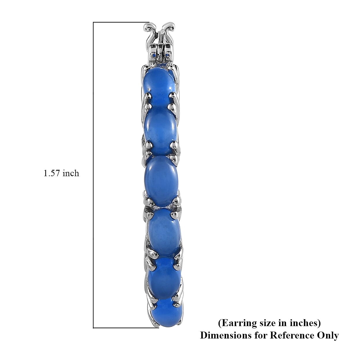 Blue Onyx Hoop Earrings in Stainless Steel 12.00 ctw